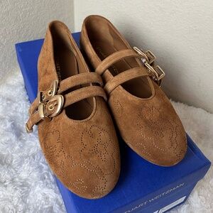 Stuart Weitzman Perforated Suede Mary Jane Flats Women's Size: 8 | US 8